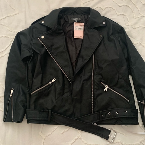 Missguided Jackets & Blazers - Missguided Boyfriend Faux Leather Biker Jacket Black